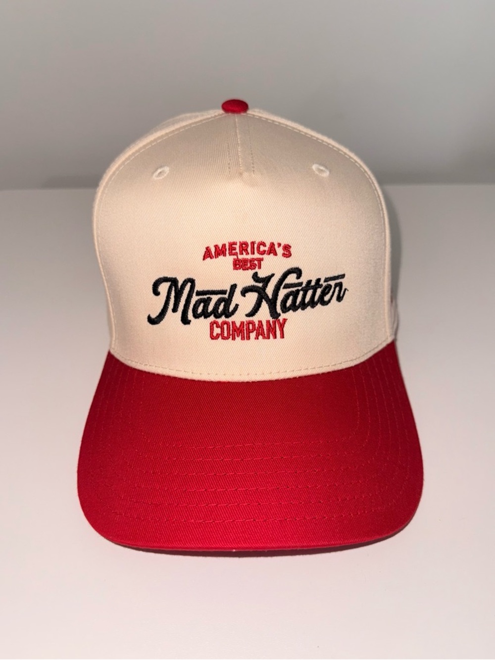 Mad Hatter Company Two-Tone Baseball Hat - Cream & Red